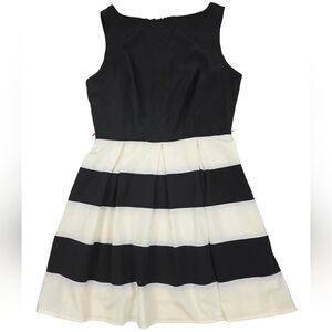 B. Smart Size 11/12 Black White Striped Pleated Fit & Flare Dress 3385-Z